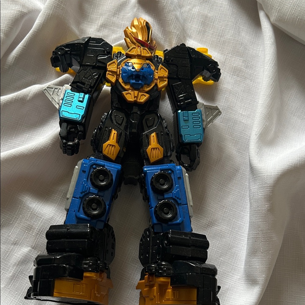 Futuristic Combat Robot Toy - Black, Blue, and Gold